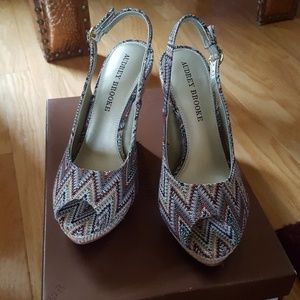 Audrey Brooke Pale Multi Wedge heels 6